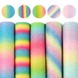 Pack de 5 Láminas de Vinil Glitter Arcoiris (20x15cms)