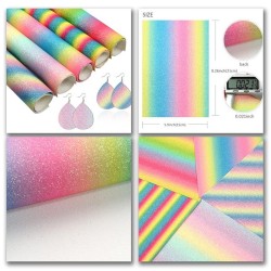 Pack de 5 Láminas de Vinil Glitter Arcoiris (20x15cms)