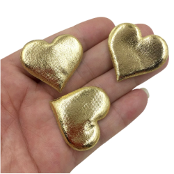Corazón AcolchadoMetalizado Dorado- Pack de 10 unidades