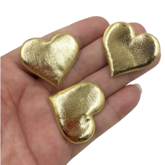 Corazón AcolchadoMetalizado Dorado- Pack de 10 unidades