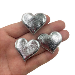 Corazón AcolchadoMetalizado Plateado - Pack de 10 unidades