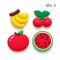Aplique de Goma - Frutas Mix  (Pack de 4)