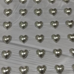 Tira Adhesiva - Corazón Plateado  (45uds)