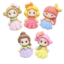 Apliques de Resina - Mini muñecas Kawai (x10)