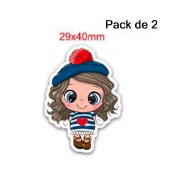 Aplique de Resina Plana - Niña con Gorro  - x2pcs✔️