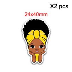 Aplique de Resina Plana - Niña Turbante - x2pcs✔️