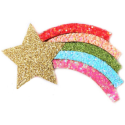Aplique de Glitter y Fieltro - Estrella Fugaz (x2)