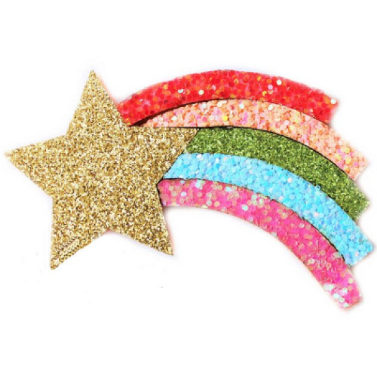 Aplique de Glitter y Fieltro - Estrella Fugaz (x2)