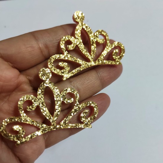 Aplique de Glitter y Fieltro - Corona 5cms - DORADO (Pack de 4)