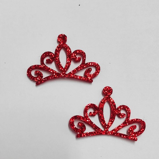 Aplique de Glitter y Fieltro - Corona 5cms - ROJO (Pack de 4)