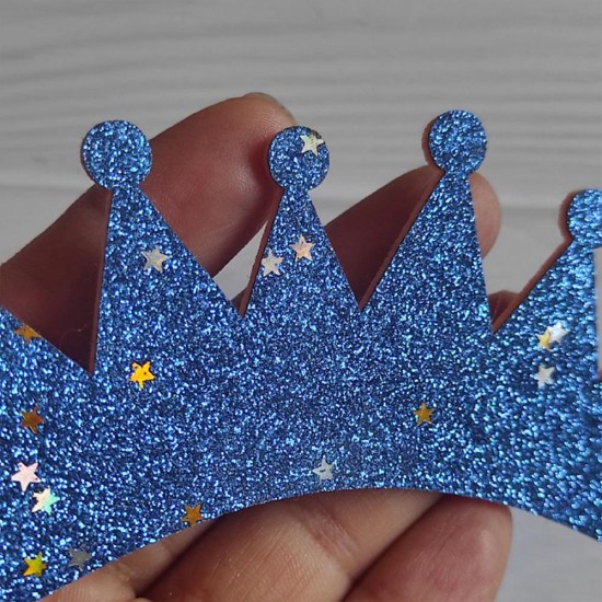 Aplique de Glitter y Fieltro - Corona con Estrellas