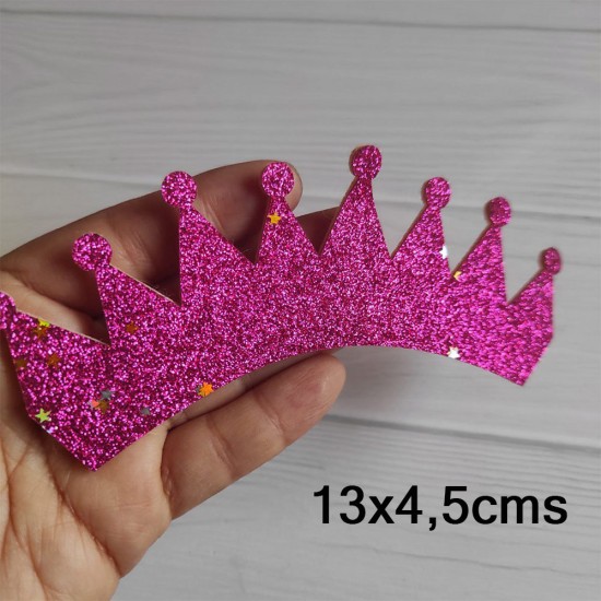 Aplique de Glitter y Fieltro - Corona con Estrellas