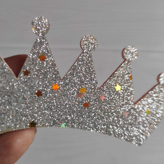 Aplique de Glitter y Fieltro - Corona con Estrellas