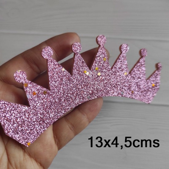 Aplique de Glitter y Fieltro - Corona con Estrellas