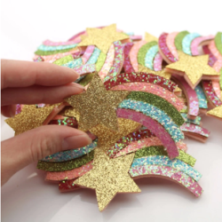 Aplique de Glitter y Fieltro - Estrella Fugaz (x2)