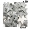 Aplique de Glitter y Tela -  Estrella Brillante Plateada x10 