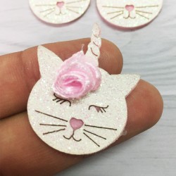 Aplique de Glitter y Fieltro - Gatita