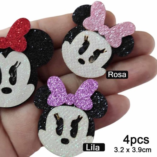 Aplique de Glitter y Fieltro - Minnie Chico (4 piezas)