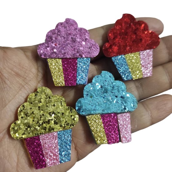 Aplique de Glitter y Fieltro - Muffins (x2)