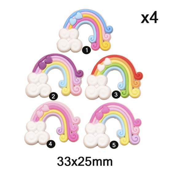Aplique de PVC - Arcoiris y Corazón (x4)