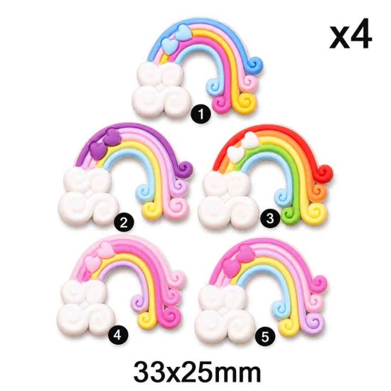 Aplique de Goma - Arcoiris y Corazón (x4)