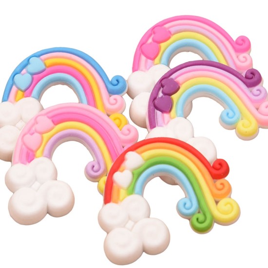 Aplique de PVC - Arcoiris y Corazón (x4)