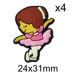 Aplique de PVC - Bailarina Rosada - Pack de 4 ✔️