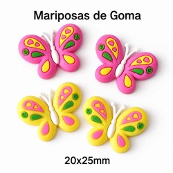 Aplique de Goma - Mariposas Amarilla y Fucsia - Pack de 4✔️