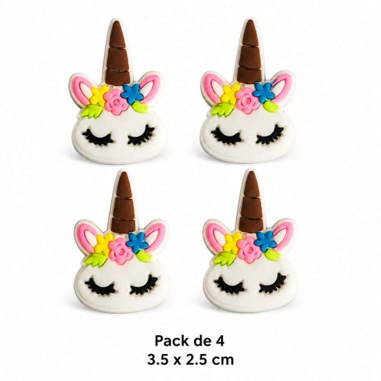 Aplique de Goma - Unicornio - Pack de 4 Aplique de Goma - Unicornio - Pack de 4