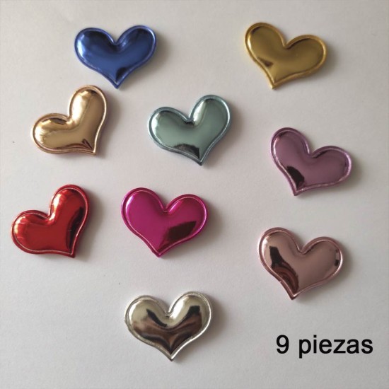Corazón Brillante Espejo COLORES SURTIDOS - Pack de 9 unidades✔️