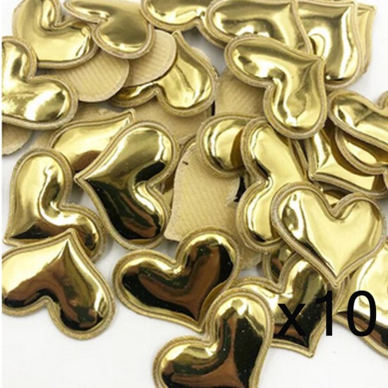 Corazón Brillante Espejo DORADO - Pack de 10 unidades✔️