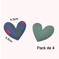 Corazón de Mezclilla Acolchado - Estampado Claro - Pack de 4