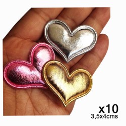 Corazón Acolchado Metalizado - Pack de 10 unidades✔️