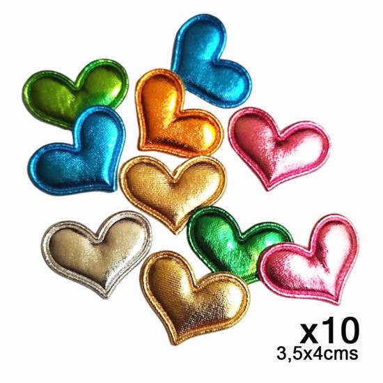 Corazón Acolchado Metalizado - Pack de 10 unidades✔️