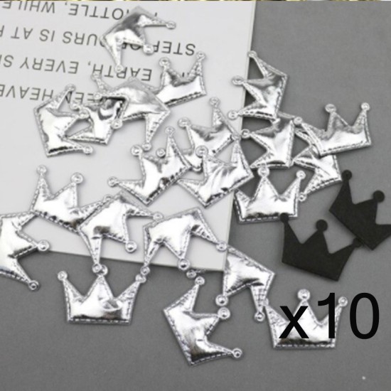 Corona de Tela Acolchada - Plateado - (Pack de 10)