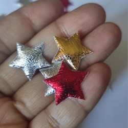 Aplique de Glitter y Tela -  Estrellas Plateadas, Rojas y Doradas (Pack de 200uds)