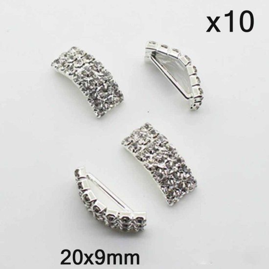 Hebillas de Strass Metal Plateadas - Pack de 10pcs