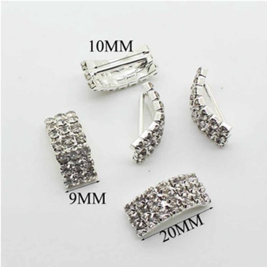 Hebillas de Strass Metal Plateadas - Pack de 10pcs