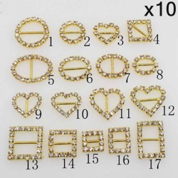 Hebillas de Strass Metal Doradas - Pack de 10pcs