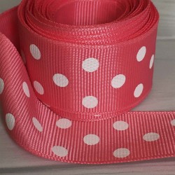 Cinta Gross de Lunares (25mm) - Rollo 5 metros - Rosado Barbie