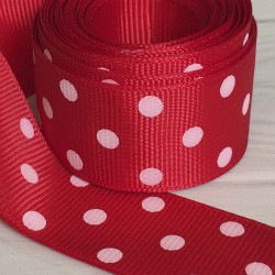 Cinta Gross de Lunares (25mm) - Rollo 5 metros - Rojo