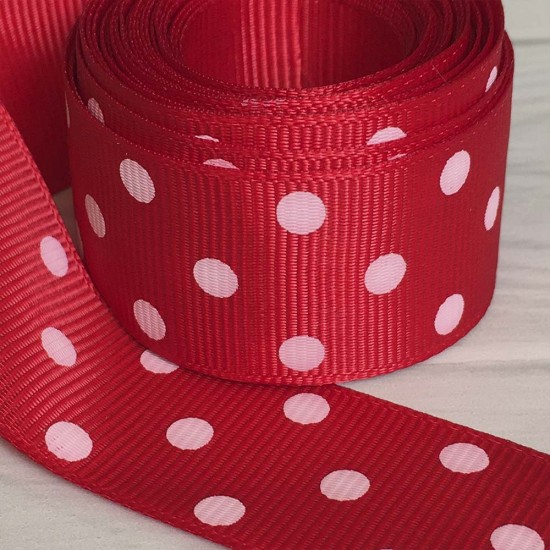 Cinta Gross de Lunares (25mm) - Rollo 5 metros - Rojo