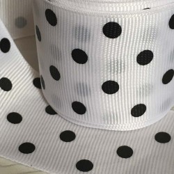 Cinta Gross de Lunares (38mm) - Rollo 5 metros - Blanco con Puntos Negros