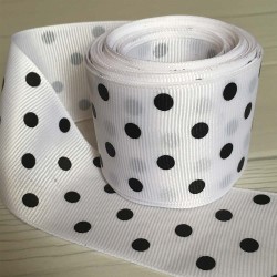 Cinta Gross de Lunares (38mm) - Rollo 5 metros - Blanco con Puntos Negros