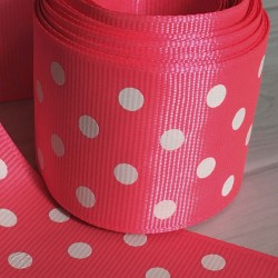 Cinta Gross de Lunares (38mm) - Rollo 5 metros - Rosado Barbie