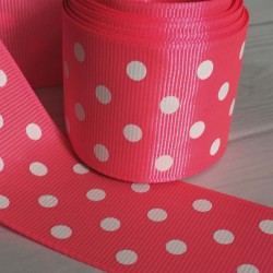 Cinta Gross de Lunares (38mm) - Rollo 5 metros - Rosado Barbie