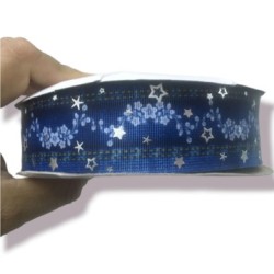 Cinta Gros Foil AAA Por Metro (38mm) - Estrellas Denim Blue 2