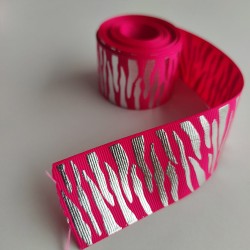 Cinta Gros Foil Animal Print Triple A - YAMA Por Metro (38mm) - Cebra Fucsia