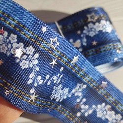 Cinta Gros (38mm) FOIL - Pieza 5 metros - Denim Blue 3✔️