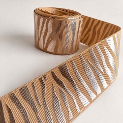 Cinta Gros (38mm) FOIL - Pieza 2,45 metros - Cebra Beige✔️